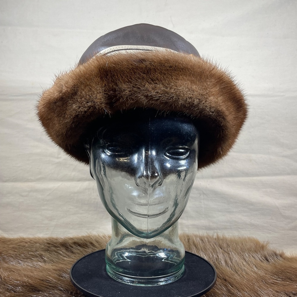 Leather Mink Brimmed Hat - Picture 3 of 5